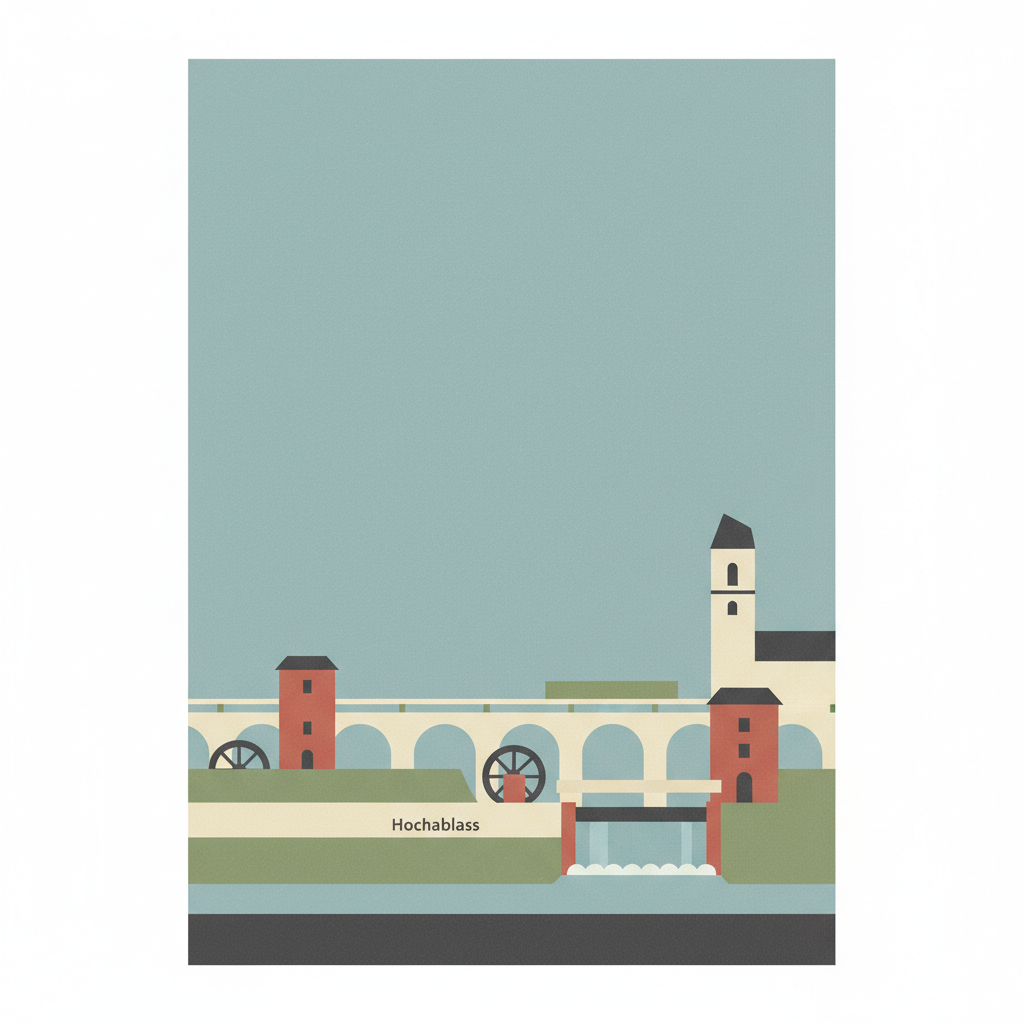 Water Management System of Augsburg — illustrated travel poster