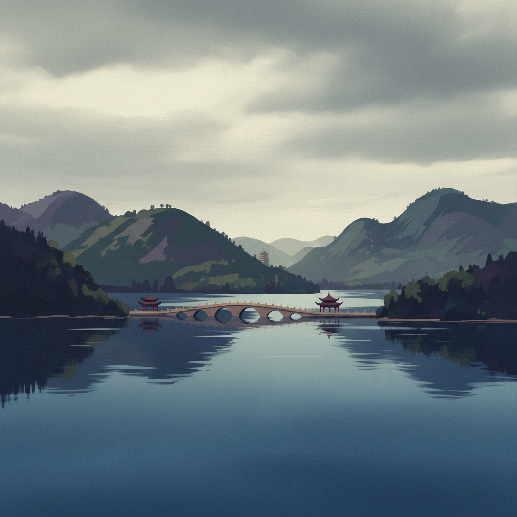 West Lake Cultural Landscape of Hangzhou — illustrated travel poster