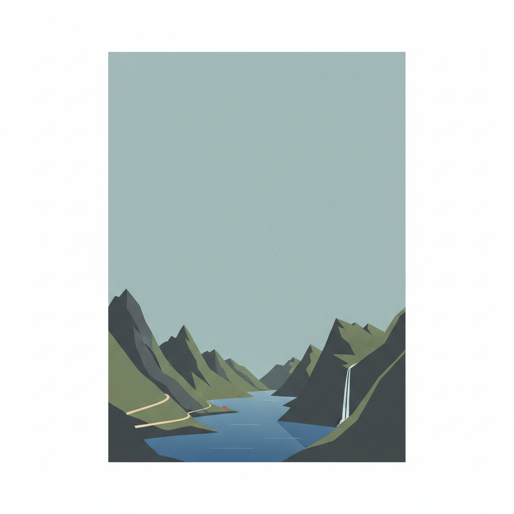 West Norwegian Fjords – Geirangerfjord and Nærøyfjord — illustrated travel poster