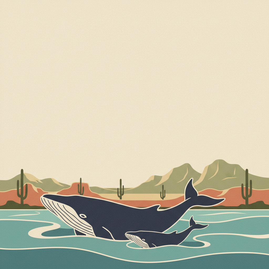 Whale Sanctuary of El Vizcaino — illustrated travel poster