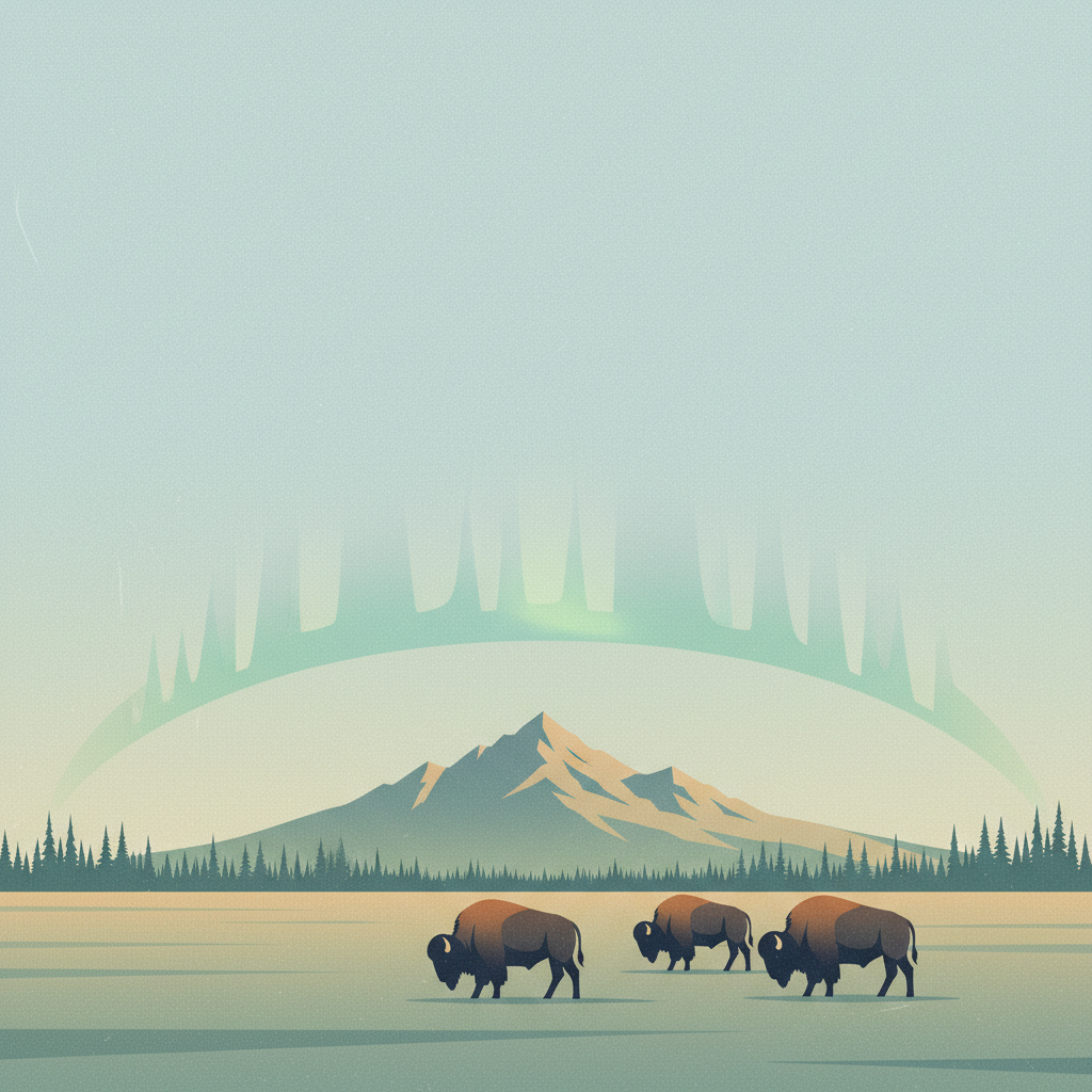 Wood Buffalo National Park — illustrated travel poster