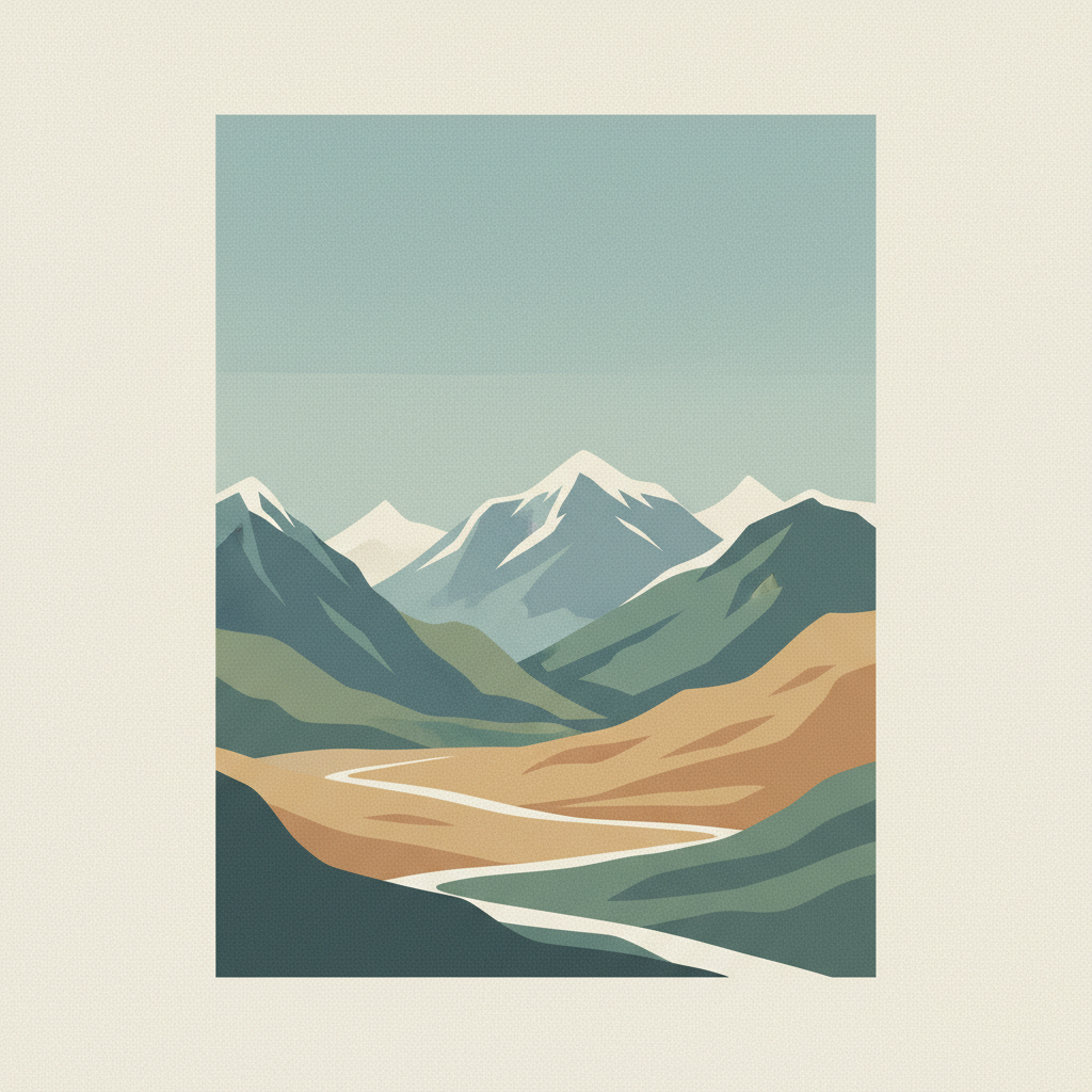 Xinjiang Tianshan — illustrated travel poster