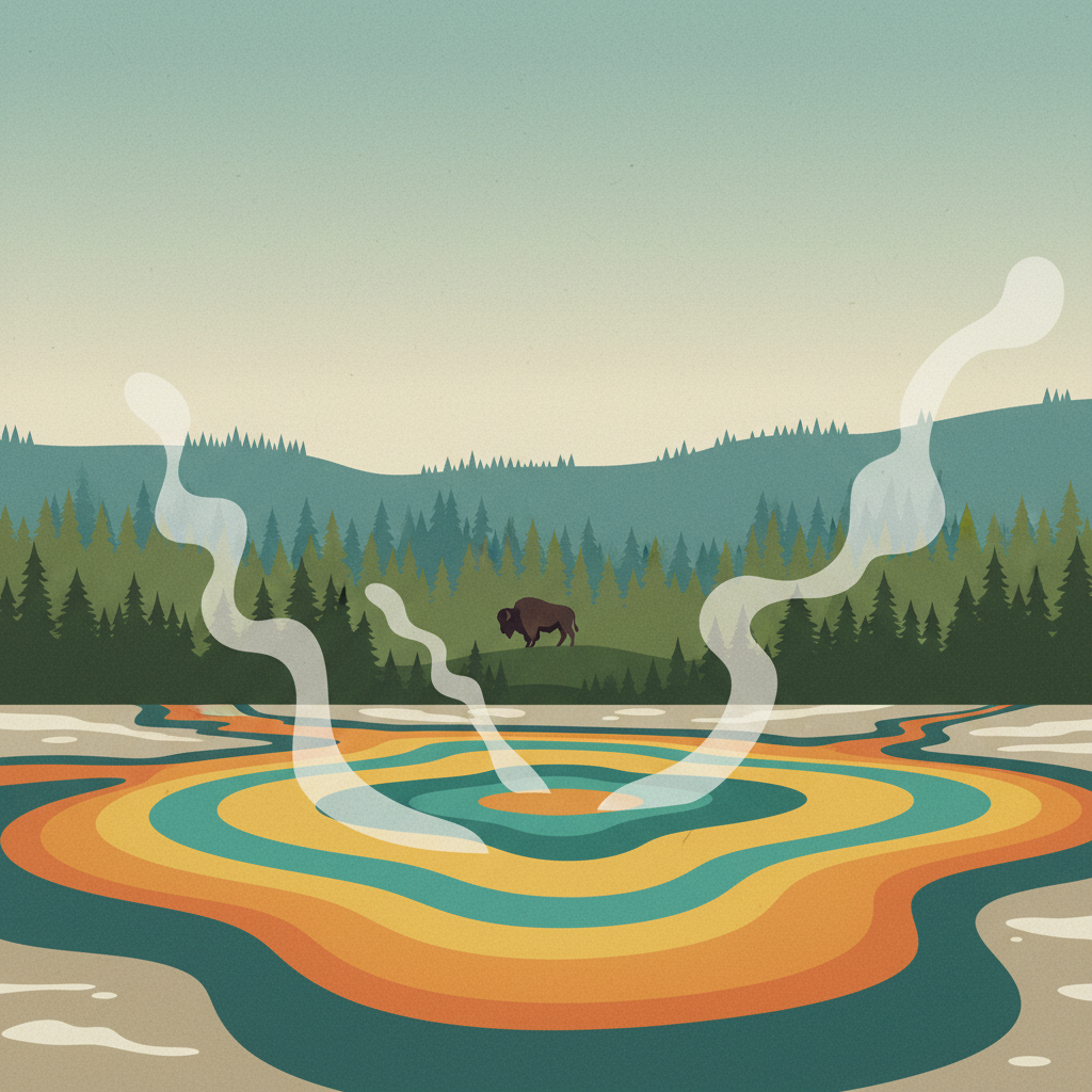 Yellowstone — illustrated travel poster