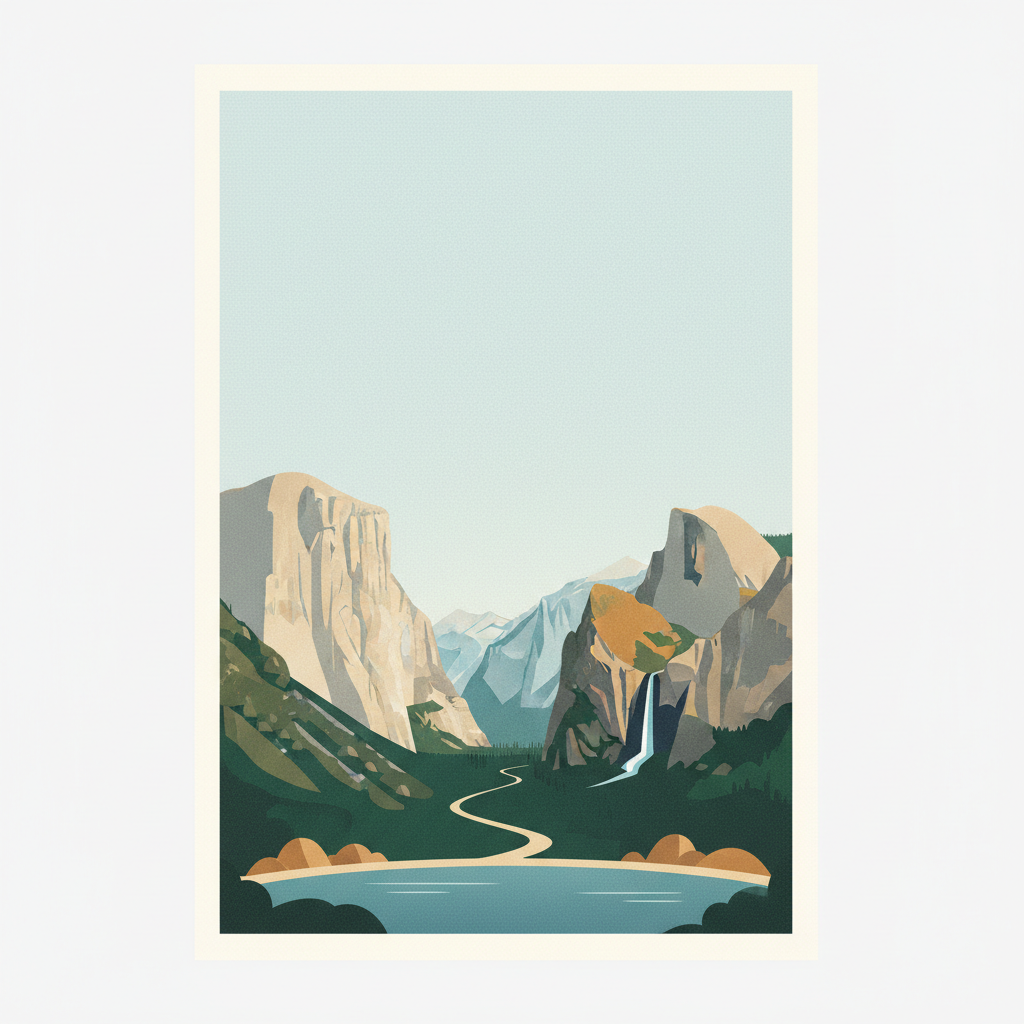Yosemite National Park — illustrated travel poster