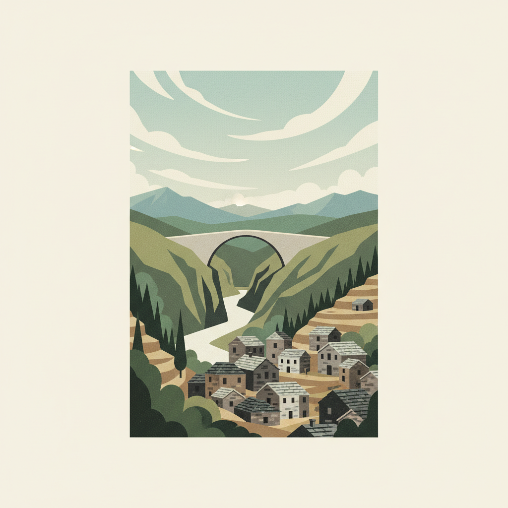 Zagori Cultural Landscape — illustrated travel poster