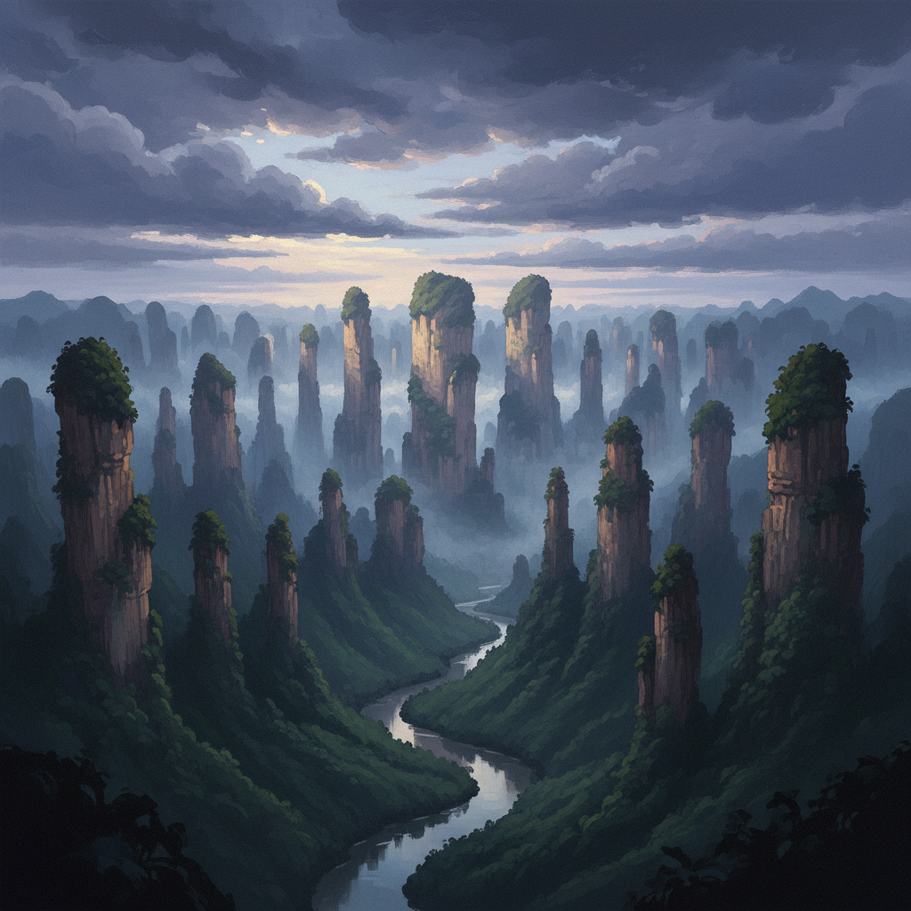 Wulingyuan Scenic and Historic Interest Area — illustrated travel poster
