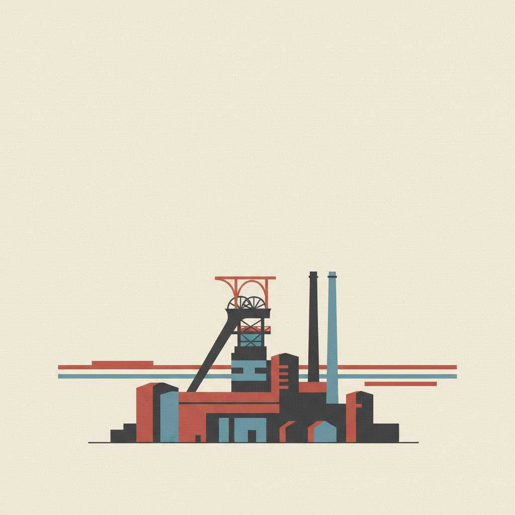 Zollverein Coal Mine Industrial Complex in Essen — illustrated travel poster